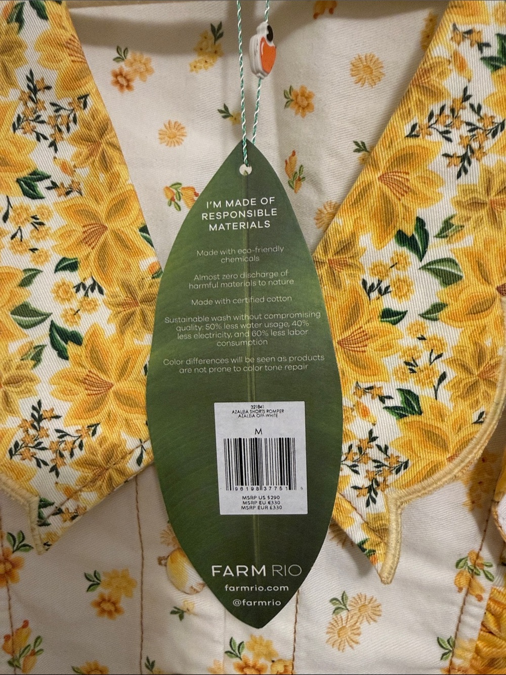 FARM Rio Yellow Floral Ruffled Belted Romper - Picture 2 of 5